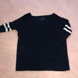 Navy Striped Sleeve Sweater